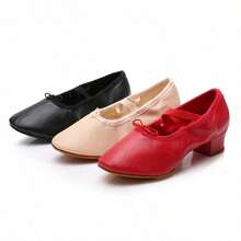 1 Paio di Scarpe da Ballo in Vera Pelle da Donna con Tacco, Adatte per Balletto, Danza del Ventre, Danza Folkloristica, Suola Morbida per Pratica in Interno - nero - Visualizzare 2