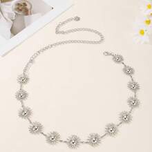 سلسلة خصر بوهيمية للنساء، حزام خصر ذهبي بشكل شمس - سلسلة خصر ذهبية قابلة للتعديل، مناسبة للارتداء اليومي والرحلات، إكسسوار موضة يومي بطراز قصر الشمس من سبيكة الزنك، مناسب لجميع المواسم - الذهبي - مشاهدة 7