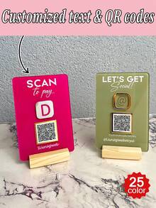 Customized Social Media QR Code Logo, Acrylic Logo, With Wooden Base, Miniature QR Code Logo, Beautiful Logo, Business Logo, Payment Logo, Beauty Salon Logo - Multicolor - View 1
