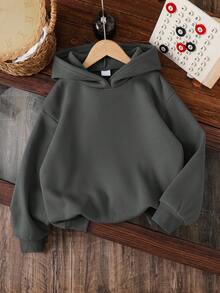 Young Boy Cartoon Pattern Warm Sweatshirt - Dark Grey - View 2