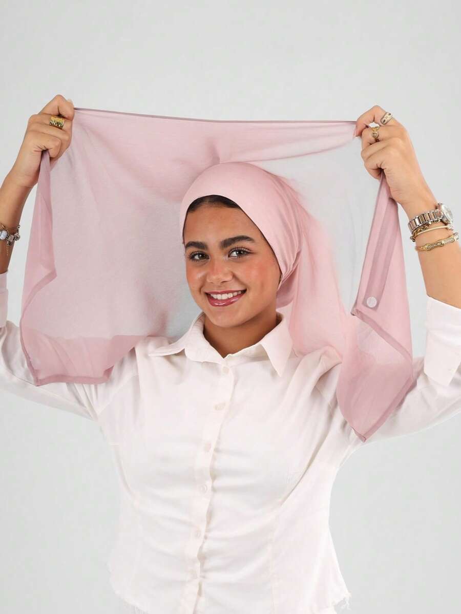 1 pieza Bufanda clásica casual de mujer de gasa, de unicolor, cómoda y transpirable de tela modal, braga para el cuello, pañuelo para la cabeza, pañuelo versátil para la cabeza, adecuado para uso diario - mini tubo recto magnético de gasa - Ver 1