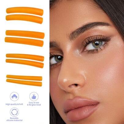4 Sizes 4 Pairs Of Orange Eyelash Lift Pads, Eyelash Curler, Eyelash Lift