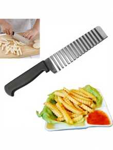 Kitchen Stainless Steel Potato French Fry Cutter Tool Wave Knife Fruits Vegetable Slicer Potato Spiral Cutter - Multicolor - View 10