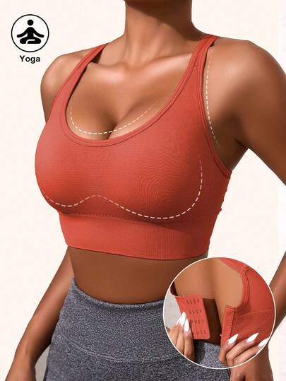 Seamless Shockproof Sports BH Lightweight Breathable Yoga Gentle Workouts, Back Beauty, Wireless Support, Padded, Comfy Base Vest Top view 2