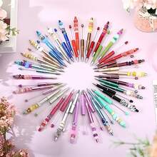 48pcs Random Colorful Beaded Ball Pen Silicone Bead Focus Bead DIY Pen Can Make Pen Creative Handicraft - 48 bút màu ngẫu nhiên - Xem 3