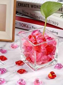 100颗/50颗亚克力心形塑料宝石,情人节桌面装饰,红色/粉色/透明,DIY手工,混色,心形水钻,闪亮宝石,亚克力仿制品,适用于情人节、婚礼、桌面、家居装饰、花瓶填充物 - 彩色 - 查看 5