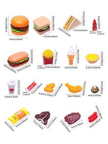 Realistic Pizza & Burger Playset, Children's Food Role Play Toys (Interactive Kitchen Game + Food Recognition & Intelligence + Hands-On Play + Holiday Gift), Includes Detachable Pizza, Multi-Layer Burger, Ice Cream, Coffee And Other Realistic Food Items For Kids To Role Play In The Kitchen - Multicolor - View 10