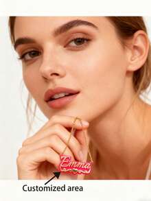 Customized Letter Name Pendant Necklace, Personalized Acrylic Name Necklace, Party Jewelry, Birthday Gift, Christmas Party Celebration Gift, Celebration Accessories, Personalized Jewelry, Hip Hop Jewelry, Script Pendant, Acrylic Jewelry, High Quality Acrylic, Engraved Jewelry, Sentimental Gift, Party Favor - Multicolor - View 1