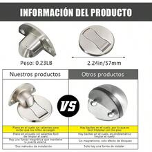 Tope de Puertas Magnético 2 piezas Tope Magnético Invisible imanes Tope de Puerta de Pared con Adhesivo 3M y Tornillo de Montaje Plata - pago - Ver 4