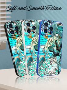 1 pieza Funda de teléfono con diseño de vaquero montando caballo, cartas de póker y elementos del desierto en tonos turquesa, estilo occidental moderno ideal para amantes del arte urbano y la cultura del Oeste, protección elevada para lente con diseño de ojo de cámara, resistente a golpes, compatible con iPhone 17 Pro Max/16/15/14/13/12/11/Plus/Pro/Pro Max, compatible con Galaxy A34/A35/A54/A55, Galaxy S20/S21/S22/S23/S24/S25 Ultra/Plus, compatible con Galaxy/Redmi/Honor/OPPO/ViVo - Blanco - Ver 7