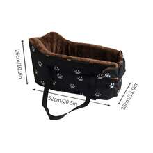 Black Fabric Dog Basket For The Car – Portable Dog Basket With Paw Print Design, Comfortable Armrest And Headrest For Small To Medium-Sized Dogs, Transport Box For The Vehicle Interior, Car Pet Carrier | Cozy Dog Basket | Fabric Dog Bed, Car Pet Carrier - Light Grey - View 7