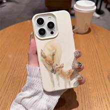 1pc TPU Material Warm Healing Deer Pattern Phone Case Compatible With IPhone 17 Pro Max/17/16 Pro Max/15/13/12/11, S20 FE/A15/S24/A55, Compatible With Redmi Note 11/Note 12/Note 13 Pro, Full Coverage Anti-Drop Soft Protective Cover - White - View 4