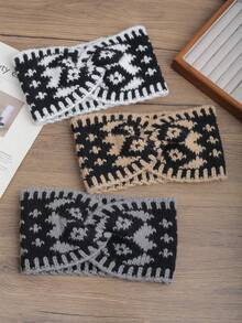 1pc Vintage Elegant Knitted Crossed Wide Headband, Versatile Soft Thick Warm Headband Suitable For Daily Commute And Casual Gatherings, Autumn/Winter Women Bandanas Winter Hair Accessories Fashion Scarf Fashion Hair Bands - Multicolor - View 2