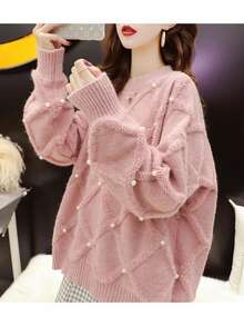 Women Sweaters - Hồng - Xem 2