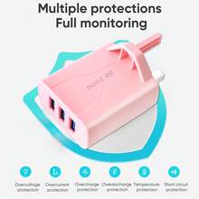 So Emma 3 Ports USB Charging Lndicator Charger Charge Candy Color For Mobile Phone UK Plug Charging Adapter Portable Wall Mobile Charger - UK Plug(220-240V) - View 11