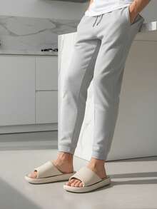 Chanclas de playa de un solo color, sandalias antideslizantes para uso interior/exterior - Caqui - Ver 5