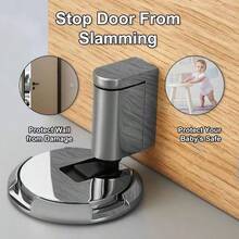 Tope de Puerta Magnetico Mecánico Silencioso sin Perforaciones Ajustable Plata - pago - Ver 2