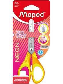 Tijeras Maped Essentials Soft Neón 13 cm, Corte preciso y aros suaves en colores vibrantes - 1 - Ver 1