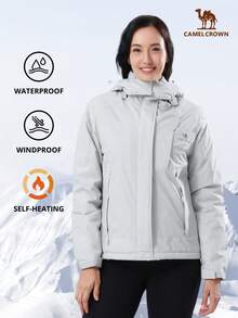 CAMEL CROWN Women Winter Coat Waterproof Ski Jacket With Thermal Lined Windproof For Snow Rain Outdoor Hiking Mountain - Grey - View 2
