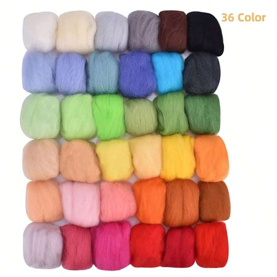 36 Colors Fibre Wool Yarn Roving For Needle Felting Hand Spinning DIY Craft Materials - 36 Colors - View 1