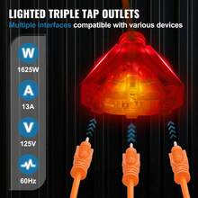 Retractable Extension Cord Reel, 50 FT, Heavy Duty 14AWG/3C SJTOW Retractable Power Cord With Lighted Triple Tap Outlet, 13 Amp Circuit Breaker 180° Swivel Bracket For Ceiling Or Wall Mount - 14AWG/3C SJTOW - View 3