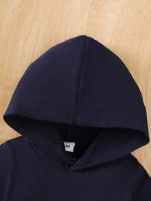 两件套，休闲可爱男婴服装，婴儿连体衣，幼儿春秋季套装，纯棉柔软舒适，字母印花连帽衫上衣和纯色字母印花裤子套装，适合日常、度假、聚会、户外活动 - 寶藍色 - 查看 5