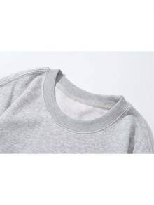 2025 New Women's Sweatshirt Double-Sided Fourth Wing Sweatshirt - Long Sleeve, Knitted Fabric, Relaxed Fit, Full Size, Fashion Graphic Print, Perfect For Casual Outings And Daily Wear Loose And Comfortable - 灰色的 - 查看 2