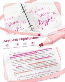 Four Candies Aesthetic School Supplies, Gel Pens With Black Ink, Correction Tapes, Pastel Highlighters,Mechanical Pencils, Sticky Notes, Index Post For Bible Study Supplies With Case Stationary - Pink - View 5