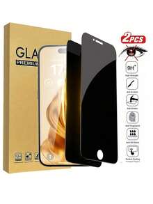 2 Pieces Privacy Screen Protector Suitable For IPhone 17/16/16Pro/16Promax/16plus/15/15pro/15promax/14/14 Pro Max/11/12/13/XR/7/8, Anti Spy Private Full Coverage Film, Shockproof, Scratch Resistant, Easy To Stick, 9H Tempered Glass Privacy Protection Film For Mobile Phones - Mobile Phone Accessories - Black - View 13