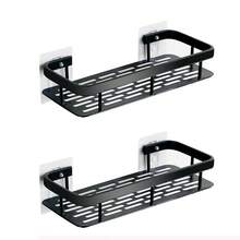 Shower Rack, Adhesive Shower Rack 1-Piece Set With Hook, No Need For Drilling, Wall Mounted Rust Proof High-End Storage Bathroom, Kitchen, Storage Rack, Racks For Storage, Shelf, Black Home Bathroom Decor Bathroom Organizer Fall Decor Back To School Bathroom Accessories - Multicolor - View 10