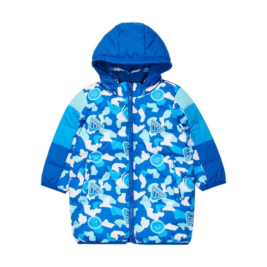 Adidas 男童连帽羽绒服，秋冬季 - 藍色 - 查看 1