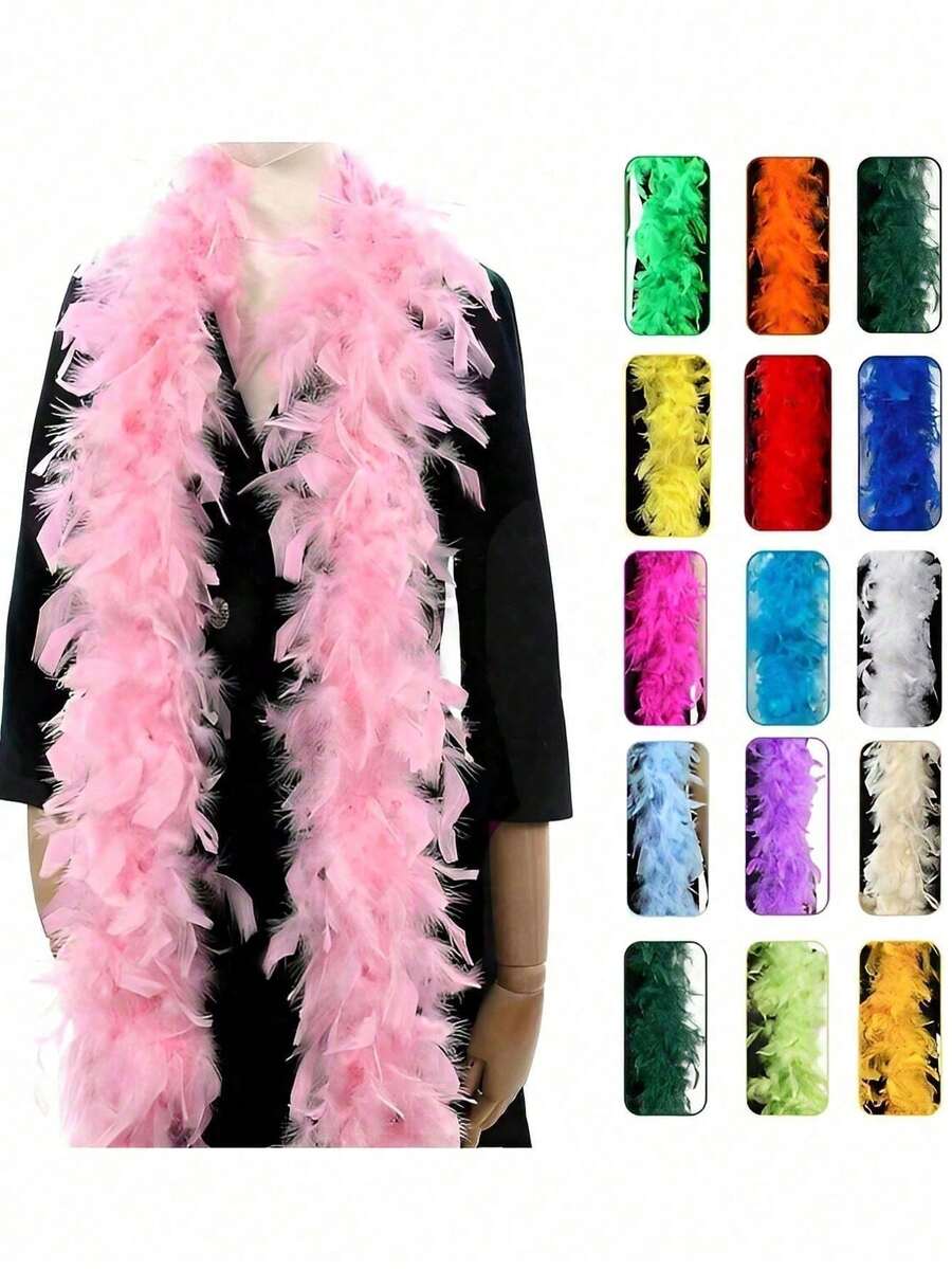 Feather Scarf, DIY Party Decorations, Colorful Feather Scarf, Scarf Decorations, Suitable For Birthday Party, Halloween, Christmas, Racing, Afternoon Tea, New Year's Eve, Concerts, Home Decor, Dance Weddings, Stage Performances, Carnival Costumes And Accessories, Party Supplies - Multicolor - View 1