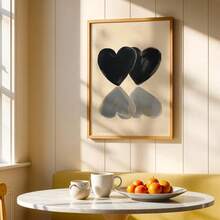 1 pièce/set Œuvre murale minimaliste en forme de cœur noir, Impression d'un couple amoureux, Affiche romantique neutre, Impression moderne en noir et beige pour galerie, Impression d'amour pour la Saint-Valentin, Impression romantique pour la chambre à coucher, Décoration de maison, Décoration murale, Sans cadre - Multicolore - Voir 5