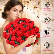 Crochet Floral Bouquet Pattern Blanket, Handmade Crocheted Rose Throw Blanket, Suitable As Sofa Shawl, Romantic Gift For Valentine's Day, Wedding, Anniversary, Women - Multicolor - View 5