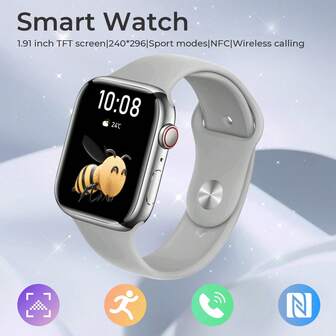 New Smart Women's And Men's Watch, 1.91 Inch Large Screen, Lightweight Body, 240mAh Large Battery Capacity For Long Battery Life, Wireless Calling, Multiple Sport Modes, Pedometer, Steps Record, Music Control, Photo Control, Alarm Clock, Message Reminder