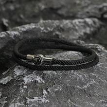 diffone 简约设计手工 4 毫米米兰绳手链黑色简易磁性手链男女最佳朋友腕带首饰 - 黑色 - 查看 1