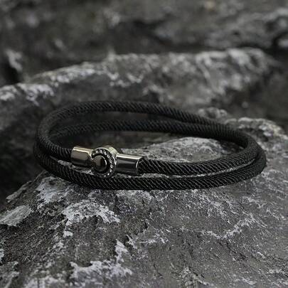 diffone سوار يدوي بتصميم بسيط بحبل ميلان المصنوع يدويًا بقطر 4 مم، أسود، سوار مغناطيسي سهل للرجال والنساء، أفضل سوار رفقة للمعصم، مجوهرات