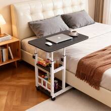 3-Story Heavy Duty Metal Side Table, Adjustable Height And Expandable Tabletop, Portable Computer Desk, Space Saving, Suitable For Home Office, Bedroom, Living Room-Sturdy Hardwood, Home Office Desk, Computer Desk - màu đen - Xem 3