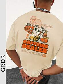 GRDR Men's Fashionable Printed Loose Short Sleeve T-Shirt | Exquisite Design | Summer Essential | Easy To Match | Showcase Your Style - Apricot - View 1