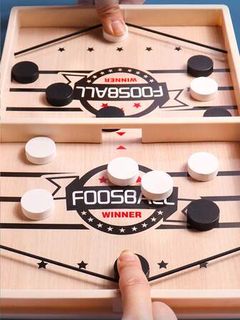 1 Set Wooden Tabletop Flick Tac Toe Game, Dual Player Interactive Competitive Intellectual Game, Suitable For Halloween, Thanksgiving, Christmas, Birthday Gifts. Partial Patterns, Accessories And Colors Are Random.