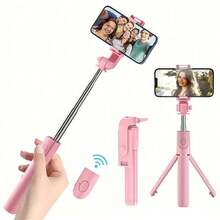 1pc Selfie Stick With Phone Mount, Extensible, Smartphone Tripod With Wireless Remote Control For Iphone , 360° Rotation, Essential For Travel, Compatible With Samsung/Android Smartphones For Summer Vacation, Travel, Outdoor Activities, Live Streaming, Stable Recording Vacation Travel Outdoor Activities Live Streaming Vlogging Equipment