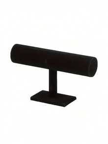 1pc Velvet Jewelry Display Stand, Elegant Jewelry Storage Box, T-Shaped Display Rack, Watch & Bracelet Jewelry Stand, Necklace, Earring Holder, Fashion Storage Solution, Desktop Decor Organizer, For Display And Storage - Stylish Accessory Rack, Suitable For Women Storage, Travel Essentials, Dorm Back To School - Black - View 5