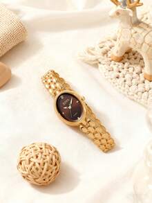 1只小巧椭圆形表盘石英女表，奢华时尚，适合日常佩戴，生日礼物，女士礼物，年末促销，双十一，节日礼物（不含礼盒） - 均碼 - 查看 10