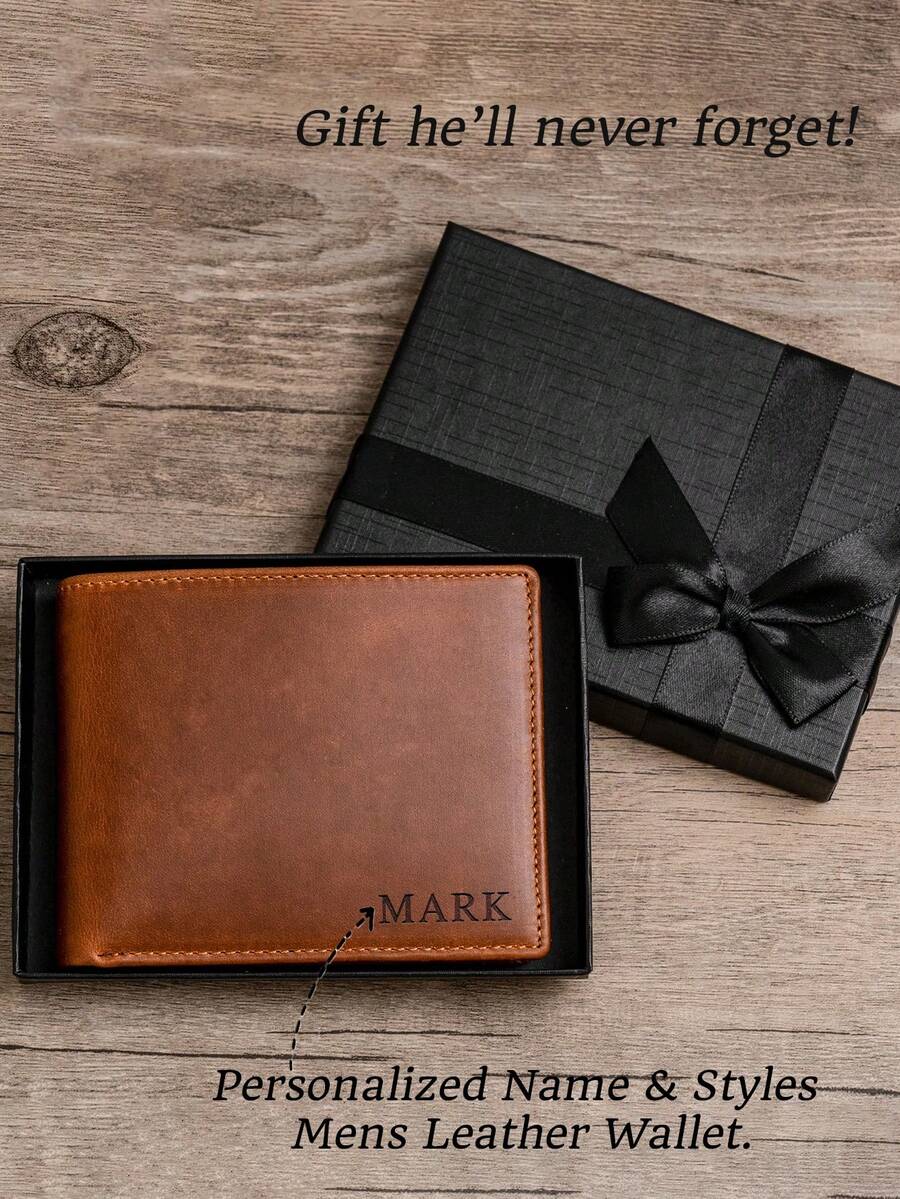 Personalized Wallet, Men's Wallet, Engraved Wallet, Groomsman Wallet, Genuine Leather Wallet, Gift For Boyfriend, Groomsman Gift, Wedding Favor, Gift For Father, Birthday Gift, RFID Blocking, Father's Day Gift 2026, Thoughtful Gift, Anniversary Gift