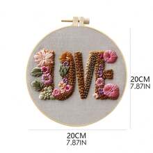 Valentines Day Embroidery Starter Kit Letters Flower Hand Stitch Craft Learning Set Present - Rojo - Ver 6