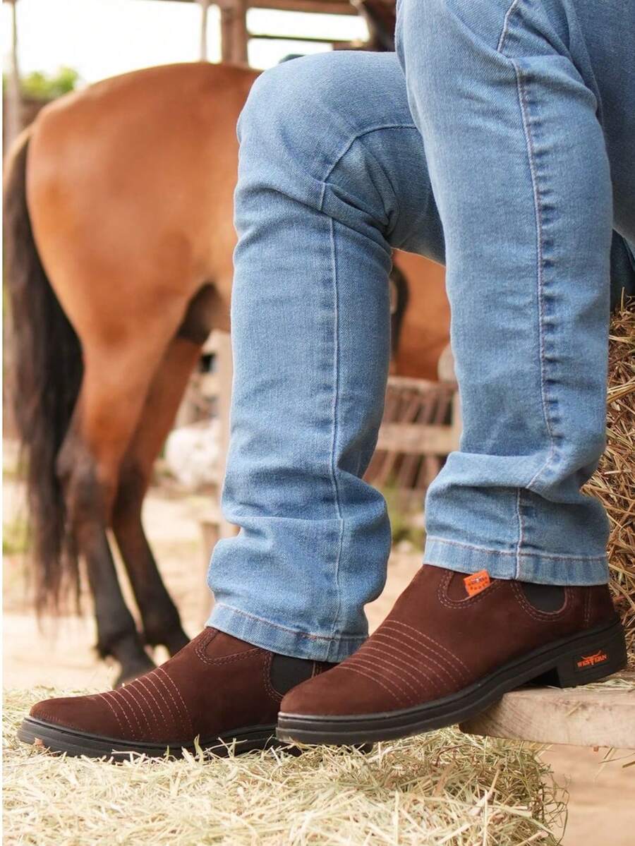 Genuine Leather Country Christmas Boots For Parties - Cà phê - Xem 1