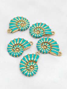 5 قطع من قلادة المجوهرات المعلقة بشكل صدفة البحر من الفولاذ المقاوم للصدأ، أشكال معلقة متنوعة، اكسسوارات قلادة وأقراط DIY - متعدد الألوان - مشاهدة 12