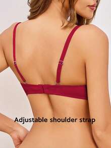 Áo ngực nâng đỡ gọng tối giản màu trơn dành cho nữ - Đỏ - Xem 2