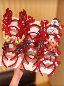 1pc Girls Christmas Headband, Sequin Reindeer Horn Hair Accessories, Cute Christmas Headpiece - Multicolor - View 2