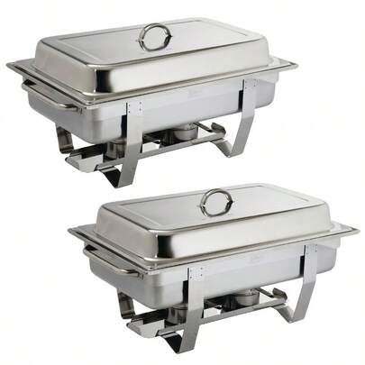 1pc/2pcs, Multi-Piece Stainless Steel Food Warmer Set, Silvery - Includes Warming Lid, Water Tray, Food Tray, Frame, Fuel Rack - Suitable For Commercial And Home Use, Thickened Stainless Steel Square Lid(Only For Cooking), Food Warmer Container, Keep Warm Serving Trays, Buffet Setup, Modern Kitchenware, Heavyduty Frame, Durable Construction, Restaurant Owners, Catering Services